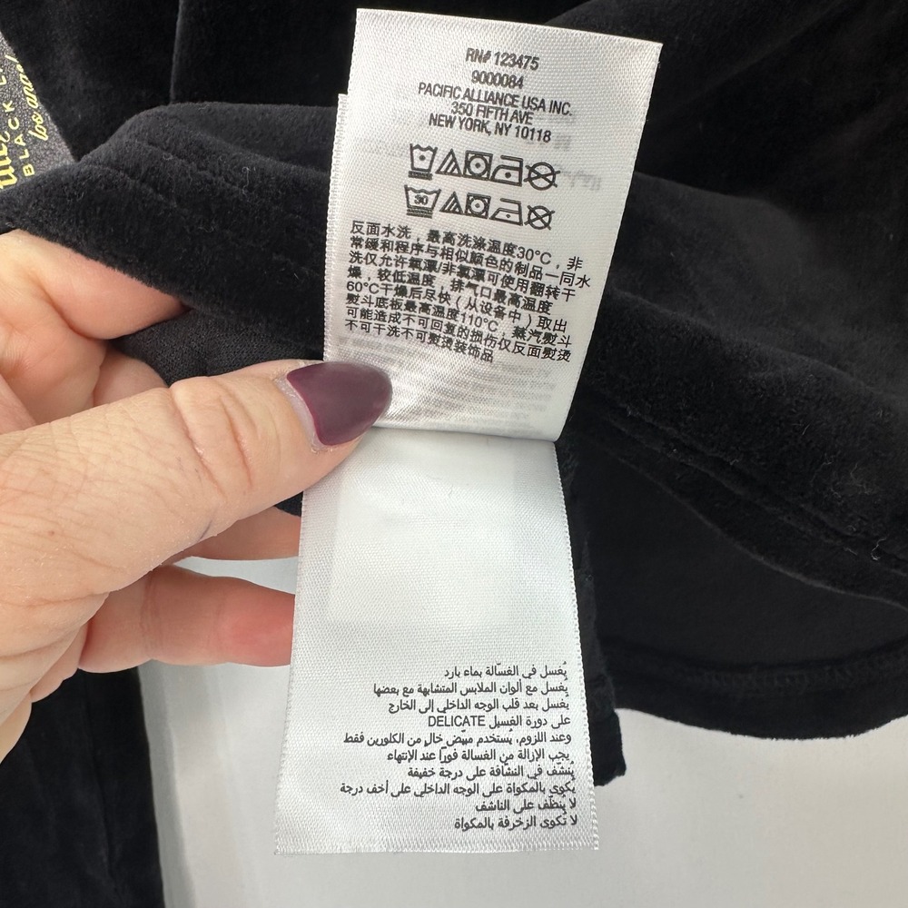 Juicy Couture Black Label Velour Long Sleeve Collar Shirt Medium Black Y2K Style - Picture 12 of 13